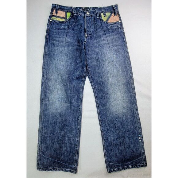 Coogi Jeans Mens 38 X 34 Baggy Y2K Jeans Blue Wide Leg Skater Grunge Hip Hop VTG - Picture 9 of 15